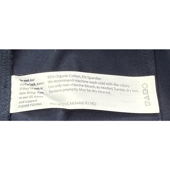 Eileen Fisher Capri Pants Small Navy Blue Tapered Leg Stretch Cotton Pull On - Picture 5 of 6